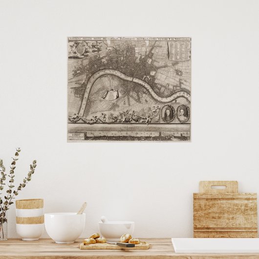  kaart van Londen (1693) Poster (Keuken)