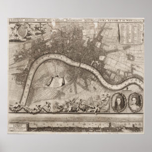 kaart van Londen (1693) Poster