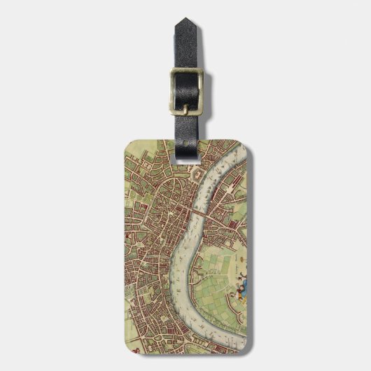  kaart van Londen (17e eeuw) Bagagelabel (Voorkant verticaal)