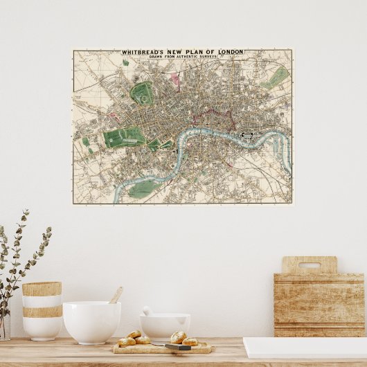  kaart van Londen (1853) Poster (Keuken)