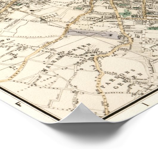  kaart van Londen (1853) Poster (Hoek)