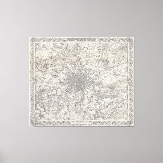  kaart van Londen (1855) Canvas Afdruk (Voorkant)