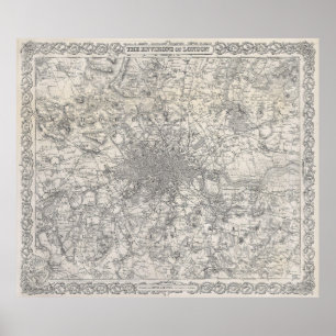  kaart van Londen (1855) Poster