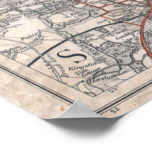  kaart van Londen (1900) 2 Poster (Hoek)