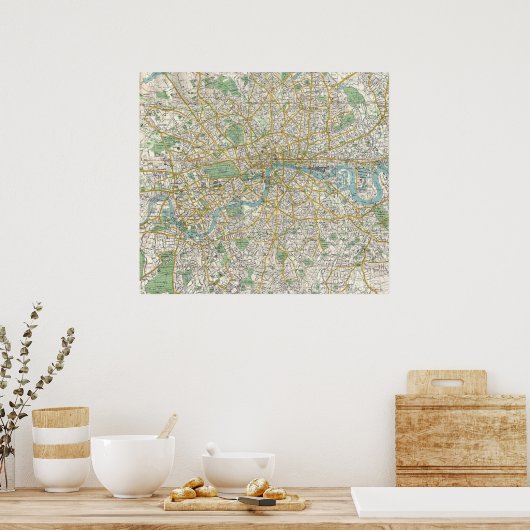 kaart van Londen (1900) Poster (Keuken)