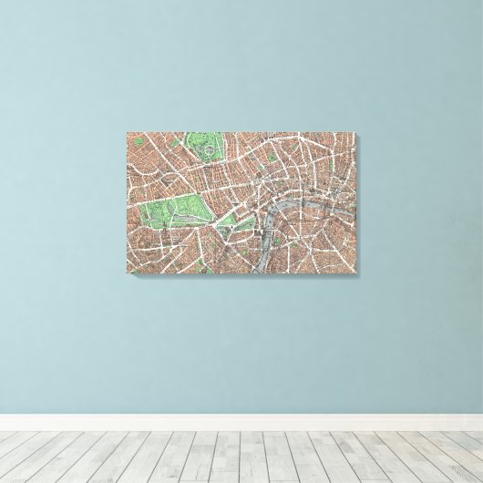 kaart van Londen (1923) Canvas Afdruk (Insitu (Houten vloer))