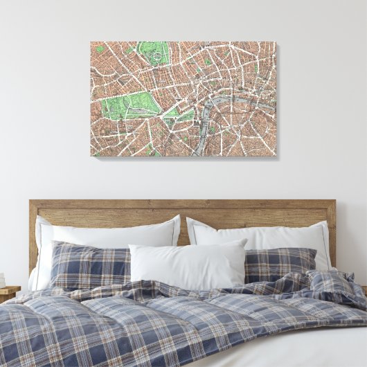 kaart van Londen (1923) Canvas Afdruk (Insitu (Slaapkamer))