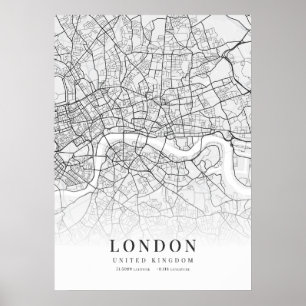Kaart van Londen City Poster