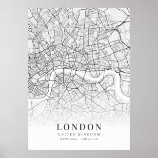 Kaart van Londen City Poster