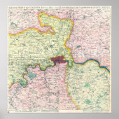  kaart van Londen en Surround Area, 1764 Poster (Voorkant)