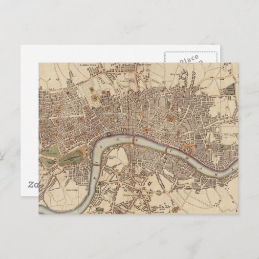  kaart van Londen Engeland (1807) (Voorkant / Achterkant)