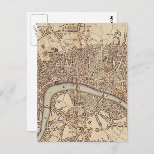  kaart van Londen Engeland (1807) (Voorkant / Achterkant)