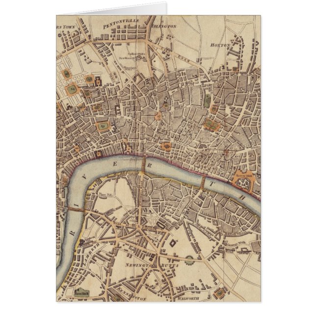  kaart van Londen Engeland (1807) (Voorkant)