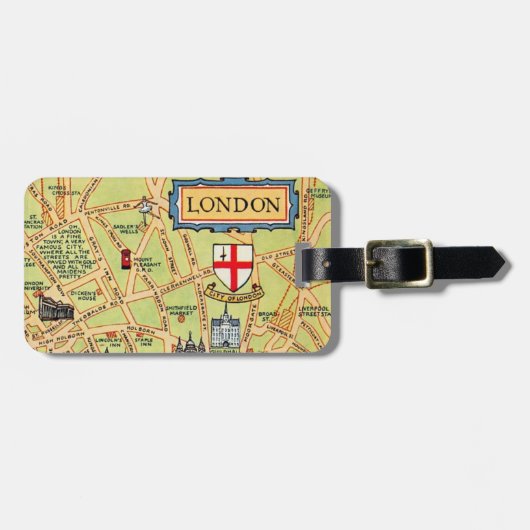 Kaart van Londen Engeland Bagagelabel (Voorkant horizontaal)