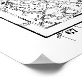  kaart van Londen England (1860) BW Poster (Hoek)