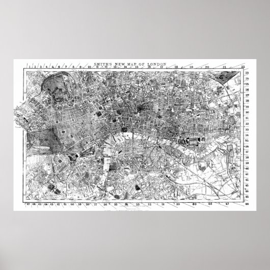  kaart van Londen England (1860) BW Poster (Voorkant)