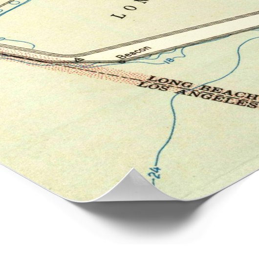 kaart van Long Beach California (1949) 2 Poster (Hoek)