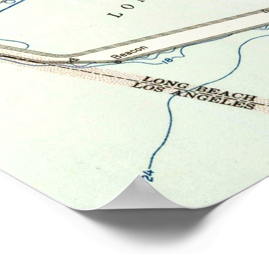  kaart van Long Beach California (1949) Poster (Hoek)