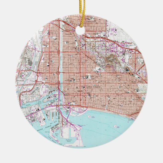  kaart van Long Beach California (1964) Keramisch Ornament (Voorkant)