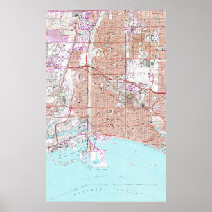 kaart van Long Beach California (1964) Poster