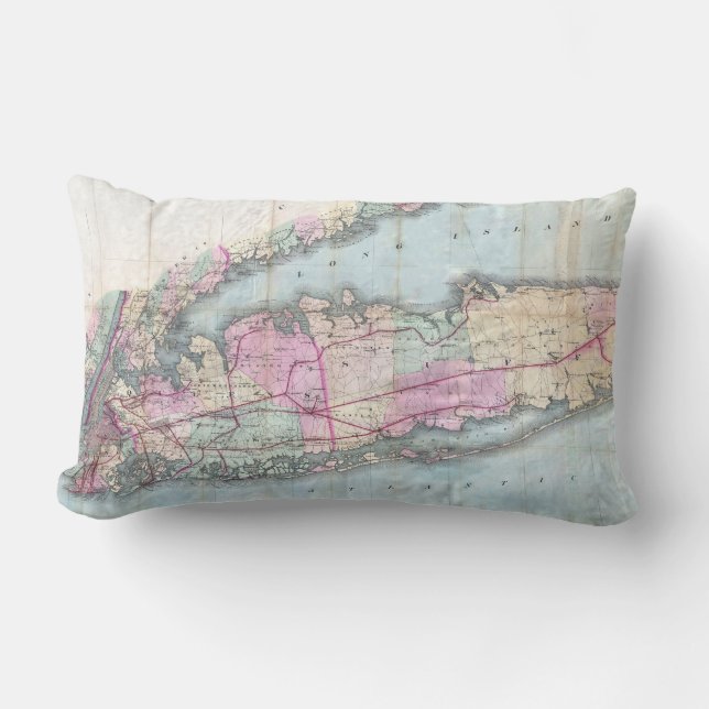  kaart van Long Island (1880) Kussen (Voorkant)