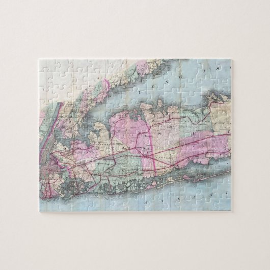 kaart van Long Island (1880) Legpuzzel (Horizontaal)