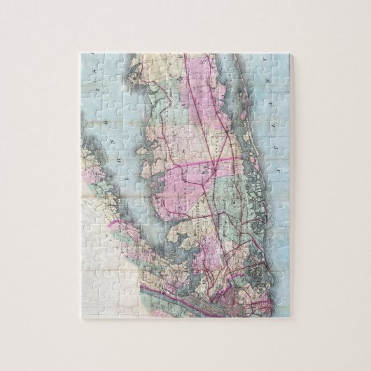  kaart van Long Island (1880) Legpuzzel (Verticaal)