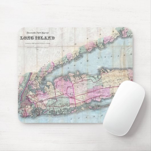  kaart van Long Island (1880) Muismat (Met muis)
