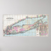 kaart van Long Island (1880) Poster (Voorkant)