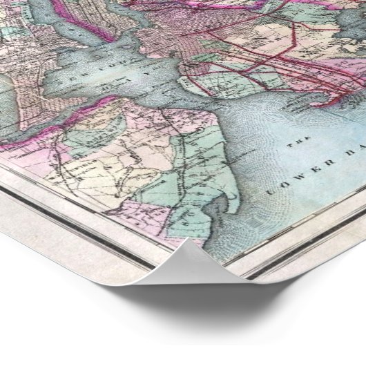 kaart van Long Island (1880) Poster (Hoek)