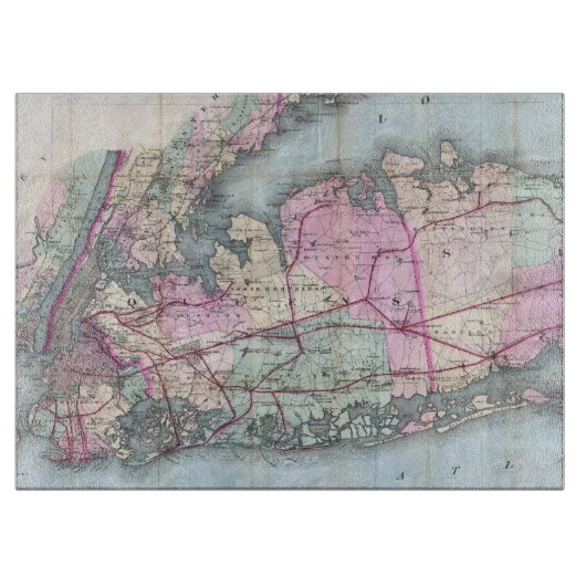  kaart van Long Island (1880) Snijplank (Voorkant)