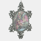  kaart van Long Island (1880) Tin Sneeuwvlok Ornament (Links)