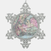 kaart van Long Island (1880) Tin Sneeuwvlok Ornament (Voorkant)
