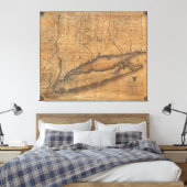  kaart van Long Island en Connecticut (1815) Canvas Afdruk (Insitu (Slaapkamer))