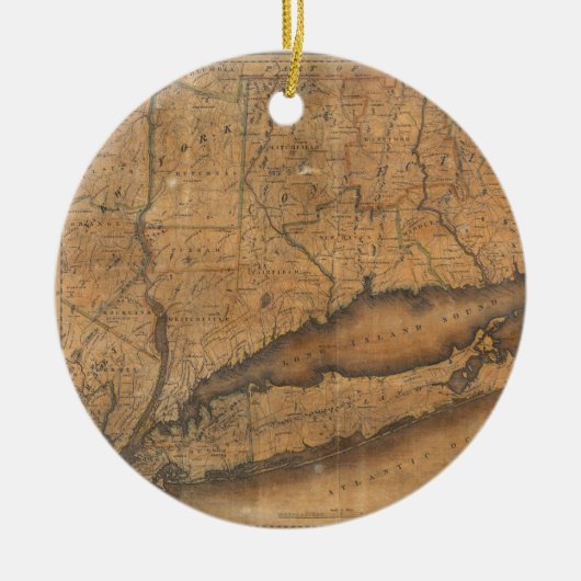 kaart van Long Island en Connecticut (1815) Keramisch Ornament (Voorkant)