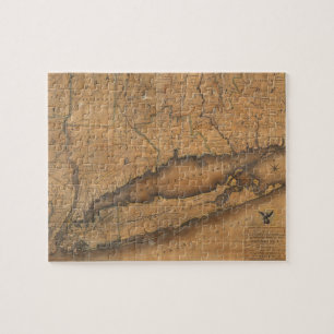 kaart van Long Island en Connecticut (1815) Legpuzzel