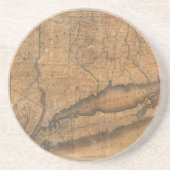  kaart van Long Island en Connecticut (1815) Zandsteen Onderzetter (Voorkant)