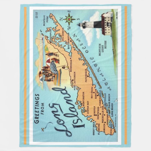  kaart van Long Island Fleece Deken (Voorkant)
