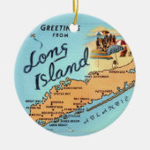  kaart van Long Island Keramisch Ornament (Voorkant)