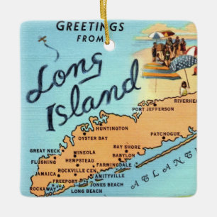  kaart van Long Island Keramisch Ornament