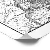  kaart van Long Island New York (1842) BW Poster (Hoek)