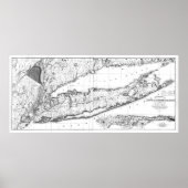 kaart van Long Island New York (1842) BW Poster (Voorkant)