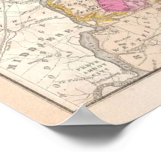  kaart van Long Island New York (1842) Poster (Hoek)