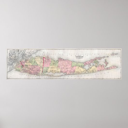  kaart van Long Island New York (1873) Poster (Voorkant)