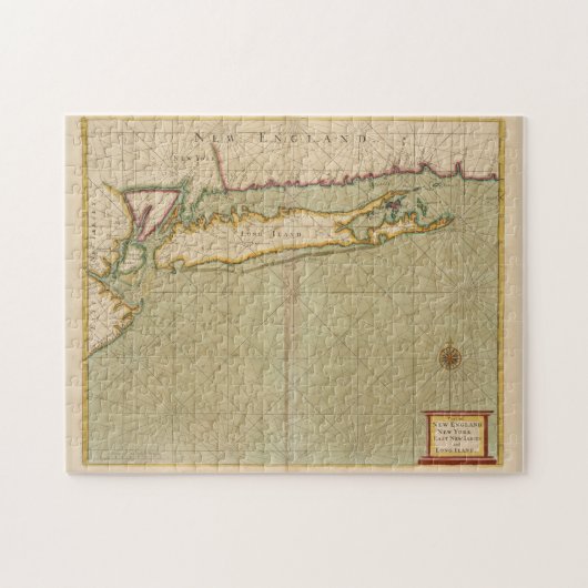  kaart van Long Island NY (1702) Legpuzzel (Horizontaal)