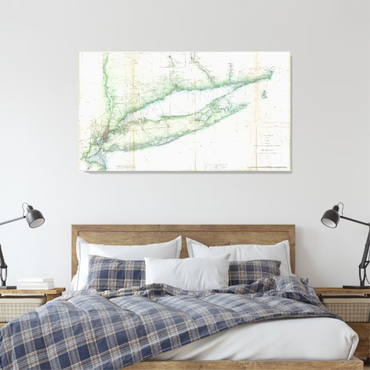 kaart van Long Island NY (1877) Canvas Afdruk (Insitu (Slaapkamer))