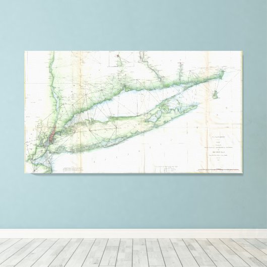 kaart van Long Island NY (1877) Canvas Afdruk (Insitu (Houten vloer))