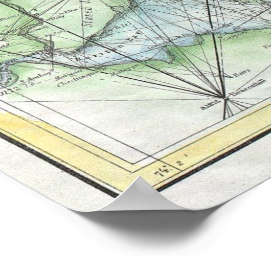 kaart van Long Island NY (1877) Poster (Hoek)