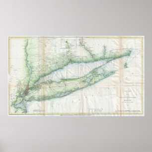 kaart van Long Island NY (1877) Poster