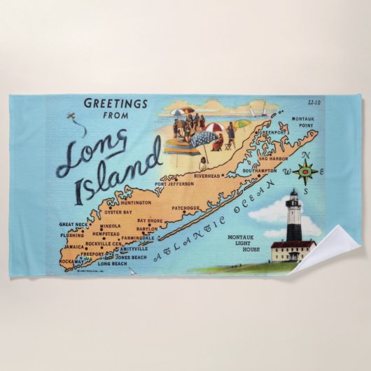  kaart van Long Island Strandlaken (Voorkant)